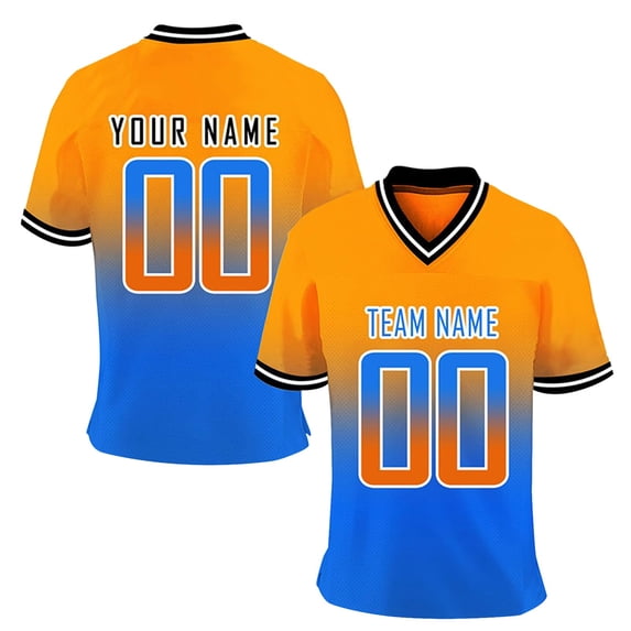 LPKRT Men Custom Name Number Football T Shirt - Personalized Top, Breathable Sports Tee(Orange-S)