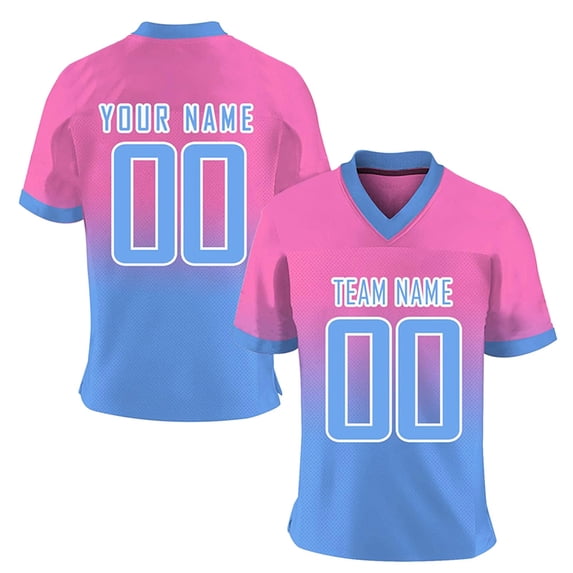 LPKRT Men Custom Name Number Football T Shirt - Personalized Top, Breathable Sports Tee(Pink-L)