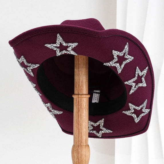LPKRT Mens Womens Sparkly Star Cowboy Hat Adjustable Stylish Western Fedora Hat Sparkly Parties Panama Sun Hat