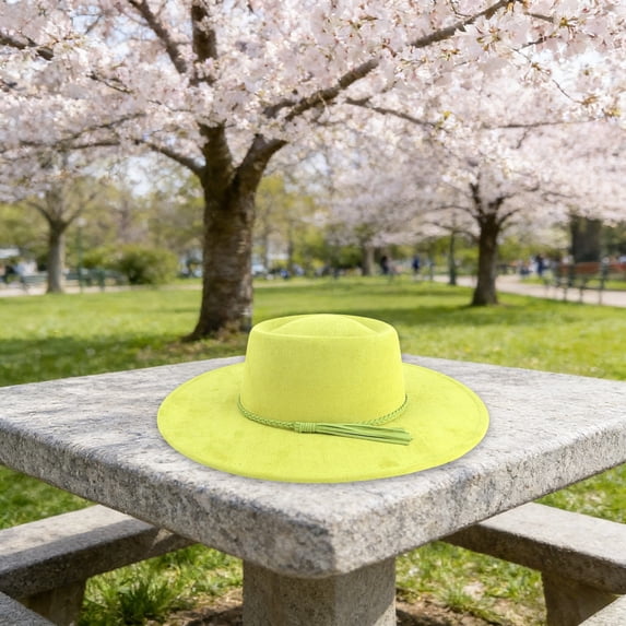 LPKRT Suede Hats Solid Color Wide Brim Fedora Hat Stylish Comfort Uv Protaection Sun Hat Green