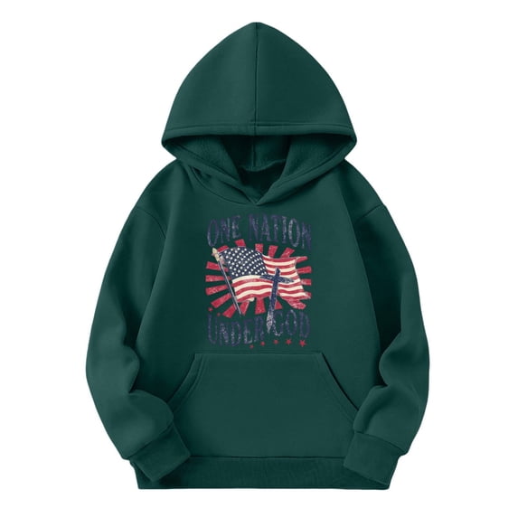 LPKRT Toddler Kids Printed Sweatshirt 250Th Anniversary Graphic Long Sleeve Hooded Shirt Fashionable Casual Tee Tops Dark Green 3-4 Years