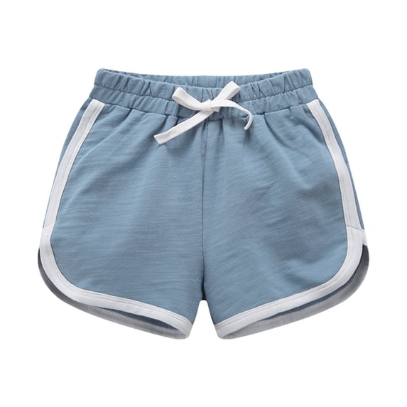 LPKRT Toddler Kids Soft Breathable Sports Shorts Cotton White Side Stripe Drawstring Waist Casual Shorts Comfort Breathable Summer Running Shorts Blue 3-4 Years