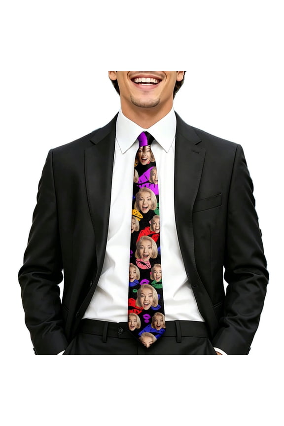 Unisex Diy Custom Face Tie - Personalized Photo Necktie, Memorial Gift for Father'S Day Anniversary Dress Up(Khaki-One Size)