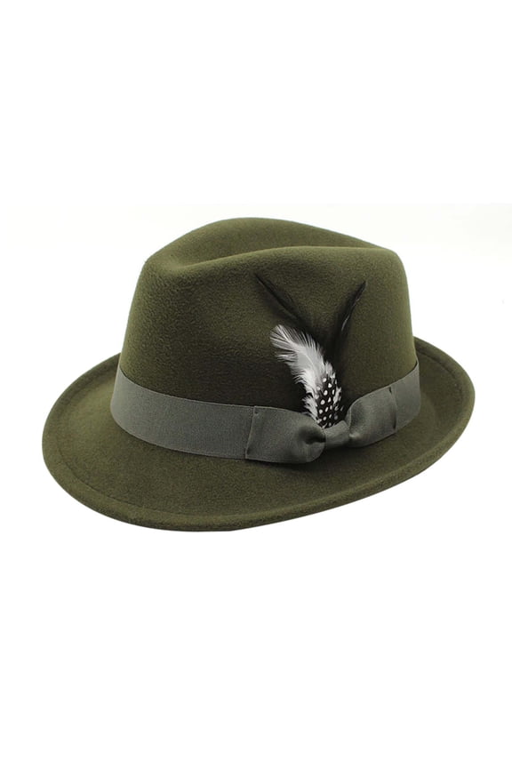 Unisex Gentle Fedora Hat Solid Color Elegant Wide Brim Panama Hat Fashionable Travel Outdoor Sun Hat Army Green One Size