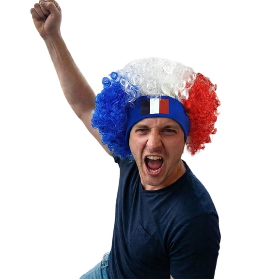 LPKRT Unisex Patriotic Fan Wig With Headband - National Flag Color Headband for Sports Events, Carnival Costume(D-One Size)