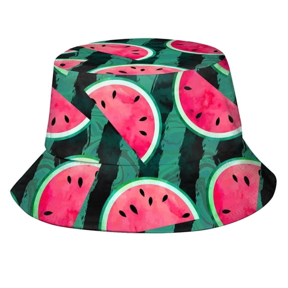 LPKRT Unisex Printed Bucket Hat Lightweight Breathable Sun Cap Packable Sun Protaection Outdoor Hat Watermelon Red