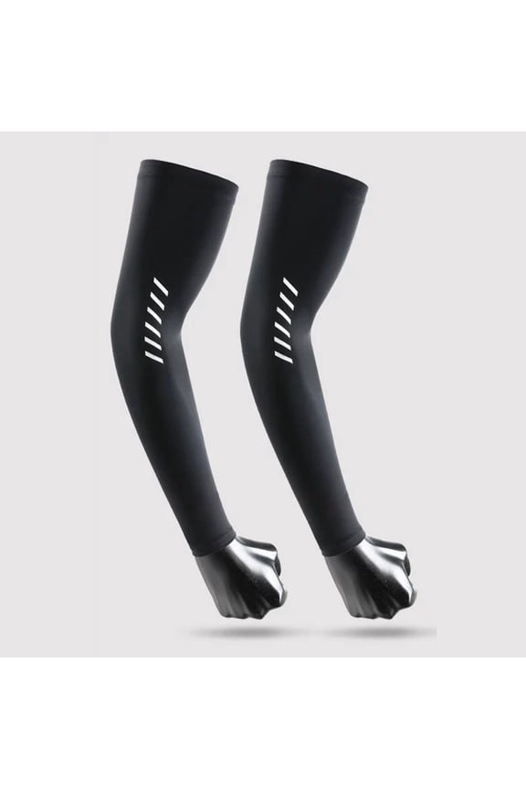 Unisex Uv Protection Arm Sleeves Ice Silk Cooling Compression Arm Sleeves Black