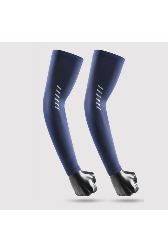 Unisex Uv Protection Arm Sleeves Ice Silk Cooling Compression Arm Sleeves Blue