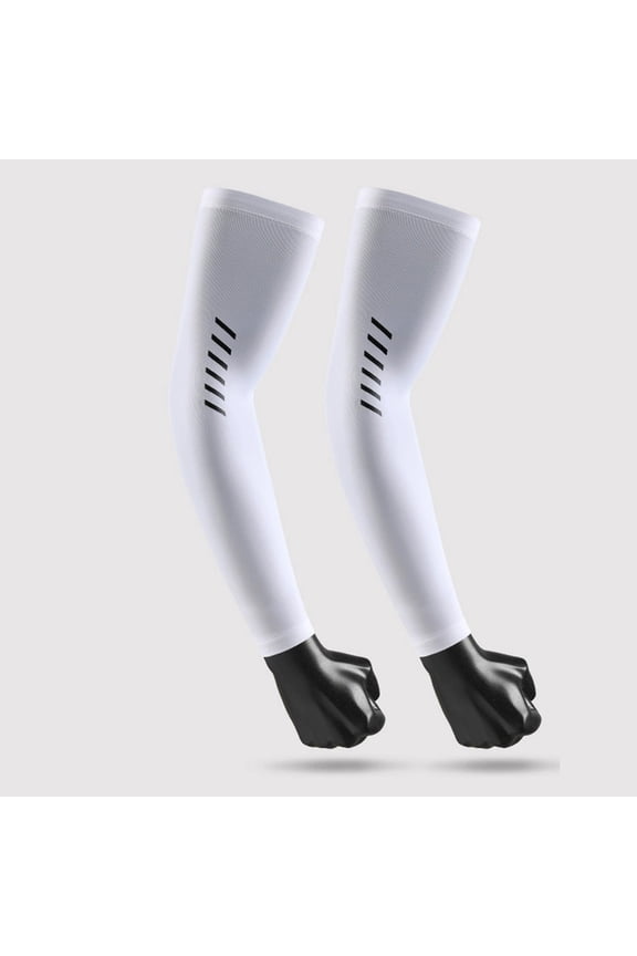 Unisex Uv Protection Arm Sleeves Ice Silk Cooling Compression Arm Sleeves White