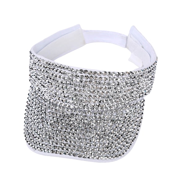 LPKRT Women Glitter Visor Hat Empty Top Adjustable Sparkly Sun Visors Fashion Beach Sports Visor Grey