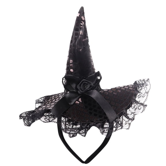 LPKRT Women Halloween Witch Hat Headband - Sequin Lace Hair Accessory, Party Prop(Black-One Size)