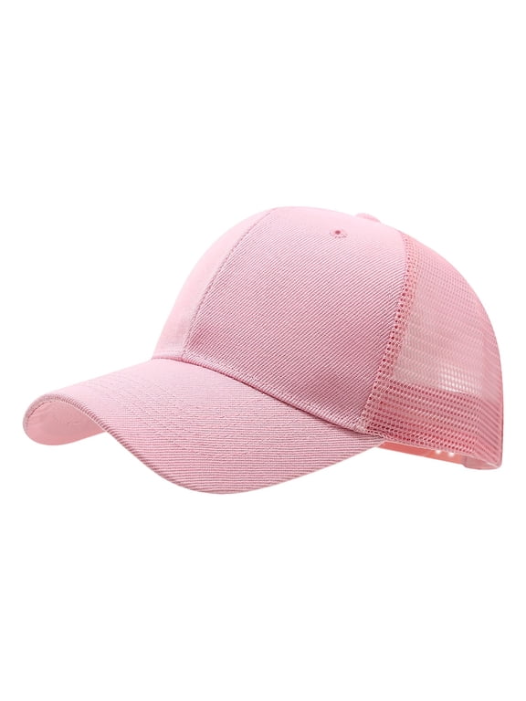 Women'S Classic Baseball Cap Vintage Distressed Ponytail Sun Hat Washed Fashion Adjustable Dad Hat Pink