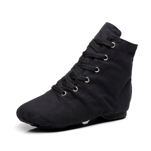 LPKRT Women'S High Top Canvas Dance Shoes - Lace Up Jazz Ballet Slippers, Breathable Yoga Shoes for Adult Girls, Split Sole Sneakers(Black-45)