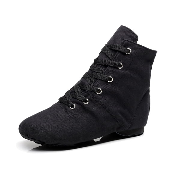LPKRT Women'S High Top Canvas Dance Shoes - Lace Up Jazz Ballet Slippers, Breathable Yoga Shoes for Adult Girls, Split Sole Sneakers(Black-45)