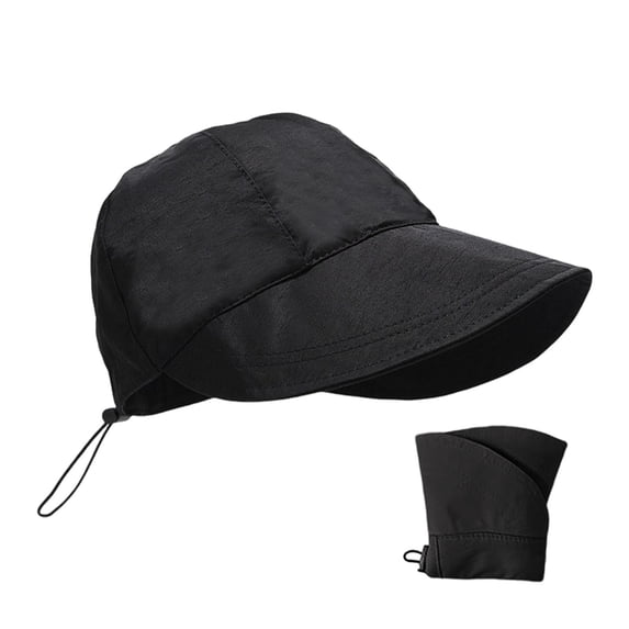 LPKRT Women'S Packable Sun Hat Adjustable Drawstring Baseball Cap Uv Protection Quick-Dry Boonie Hat Black