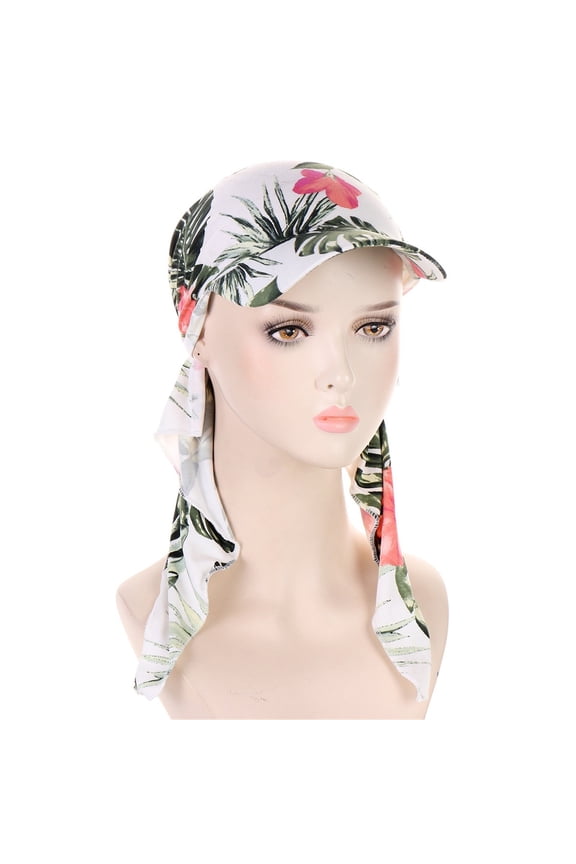 Women'S Printed Bandana Hat Soft Stretch Upf 50+ Head Wrap Adjustable Fashion Streetwear Sun Hats Beige