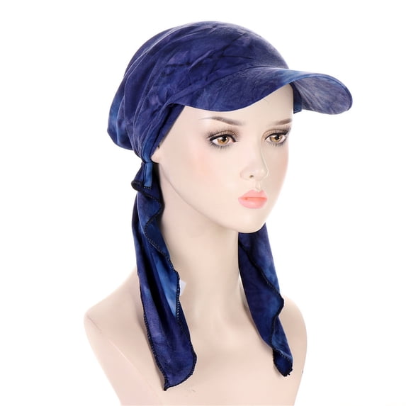 LPKRT Women'S Printed Bandana Hat Soft Stretch Upf 50+ Head Wrap Adjustable Fashion Streetwear Sun Hats Dark Blue