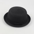thumbnail image 1 of LPKRT Women'S Round Straw Sun Hat Breathable Short Brim Church Hats Uv Protection Vacation Hats Black, 1 of 2