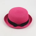 thumbnail image 1 of LPKRT Women'S Round Straw Sun Hat Breathable Short Brim Church Hats Uv Protection Vacation Hats Hot Pink, 1 of 2