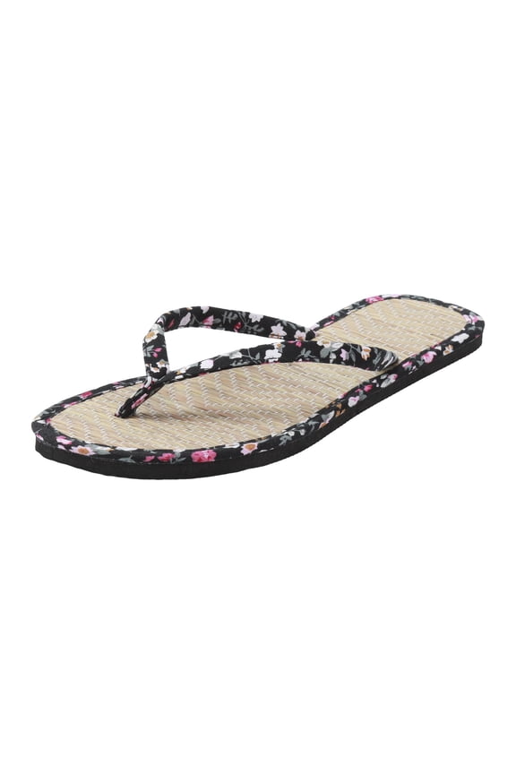 Women'S Straw Flip Flops - Woven Thong Sandals, Breathable Non House Slippers for Summer Home Beach, Lightweight Slides(Black-37)