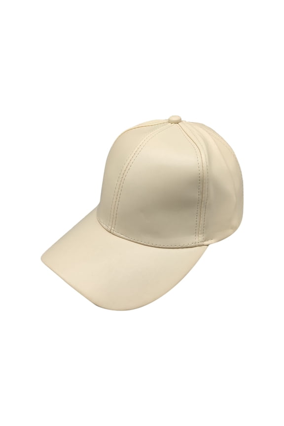 Womens Leather Baseball Cap Classic Solid Color Smooth Dad Hat Adjustable Waterproof Pu Sun Hats Beige One Size
