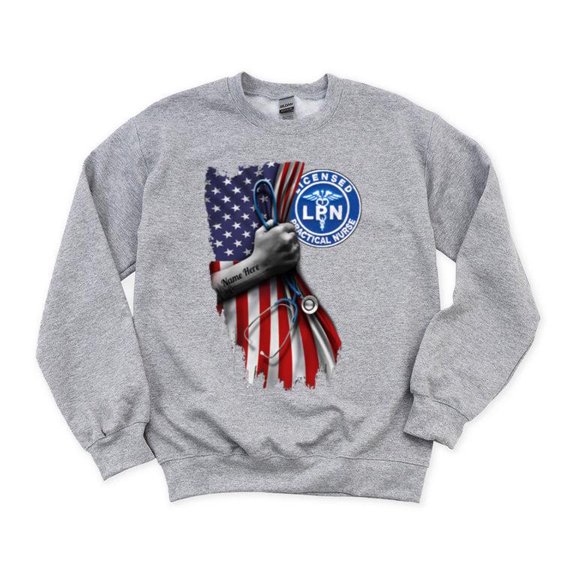 LPN Nurse Flag Licensed Practical Healthcare Worker Patriotic Medical Hero SweatShirt Unisex, up to 5XL