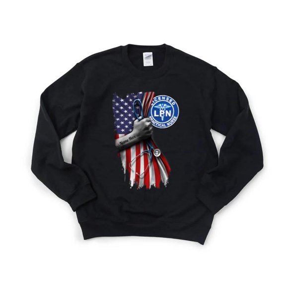 LPN Nurse Flag Licensed Practical Healthcare Worker Patriotic Medical Hero SweatShirt Unisex, up to 5XL