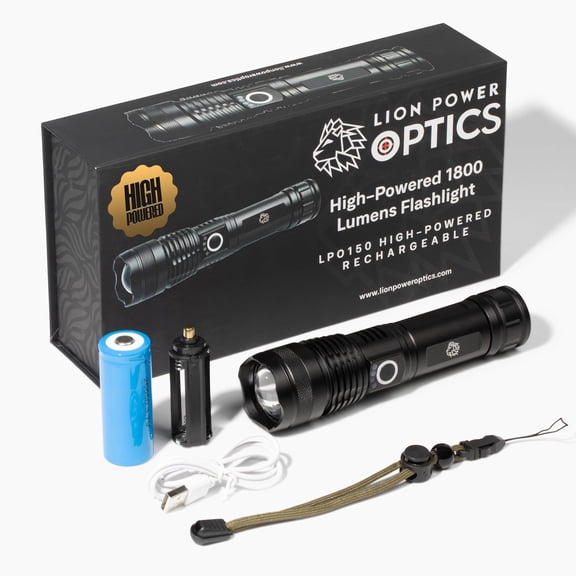 LPO Tactical Flashlight, Compact Rechargeable Flashlights 1800 High Lumen Flashlight Super Bright Pocket Torch, Telescopic Zoom, Waterproof & Shockproof, Led Flashlight Home & Outdoor, Gift for Men