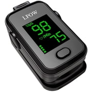 LPOW Fingertip Pulse Oximeter, Oxygen Level Pulse Rate, Includes Batteries and Lanyard - Black