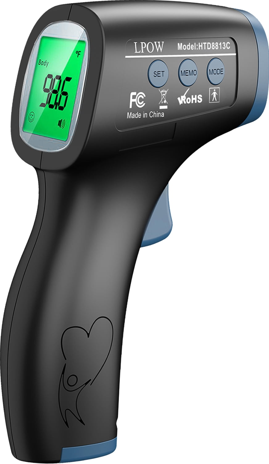 LPOW Infrared Digital Body Thermometer,3 Colors Backlight,50 Memories