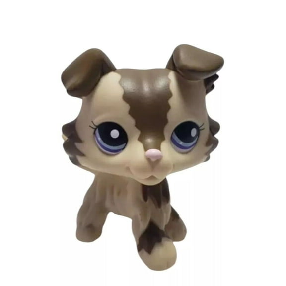 LPS Pet Shop #2210 Collie Dog Cream Tan Brown With Blue Eyes Rare Puppy New