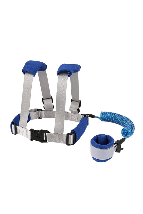 Anti Lost Kids Walking Leash Backpack Harness Wrist Link Lock(Blue)