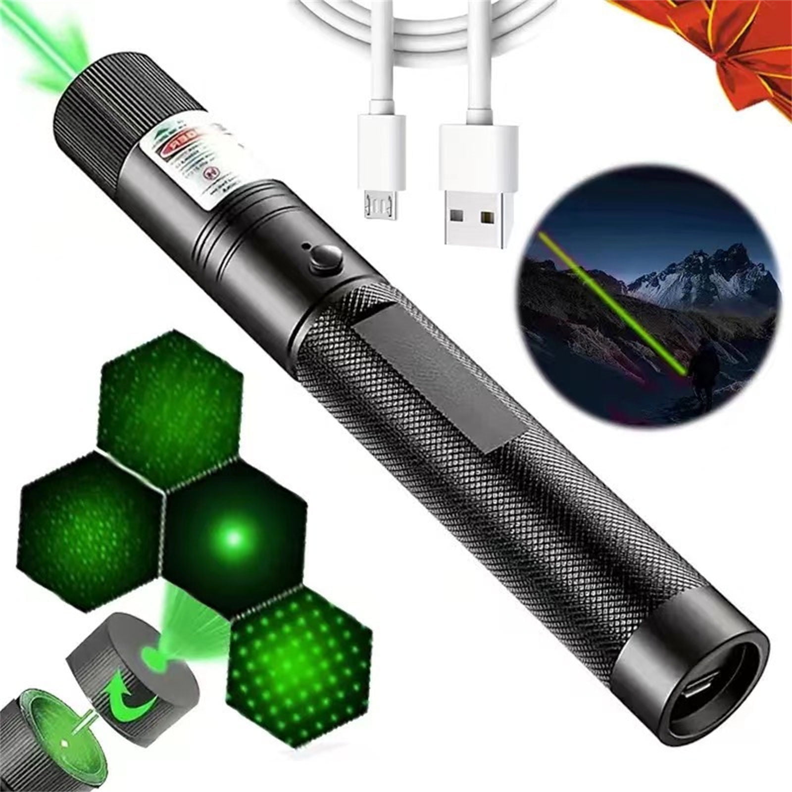 Laser Pointer High Power Rechargeable Red And Green Laser Pointer  Rechargeable Star Laser Pointers For TV Screen, Long Pointer Finger Stick