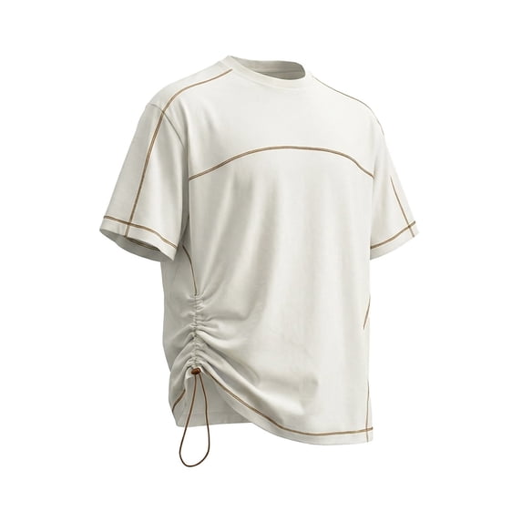 LPZOOGU Men's Quick Dry Cooling Running Workout T-Shirt Summer Short Sleeve Crew Neck Drawstring Ruched Athletic Top