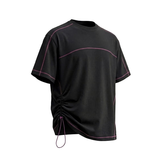 LPZOOGU Men's Quick Dry Cooling Running Workout T-Shirt Summer Short Sleeve Crew Neck Drawstring Ruched Athletic Top