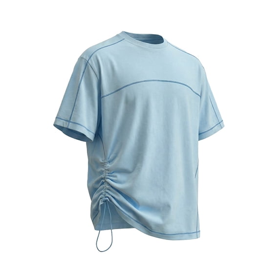 LPZOOGU Men's Quick Dry Cooling Running Workout T-Shirt Summer Short Sleeve Crew Neck Drawstring Ruched Athletic Top