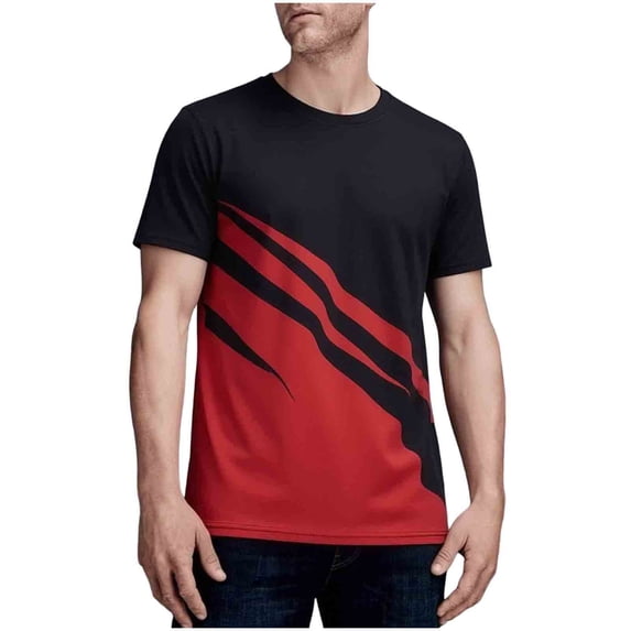 LPZOOGU Men's Striped T-Shirt Short Sleeve Crew Neck Casual Summer Tee Diagonal Color Block Print Athletic Sport Shirt