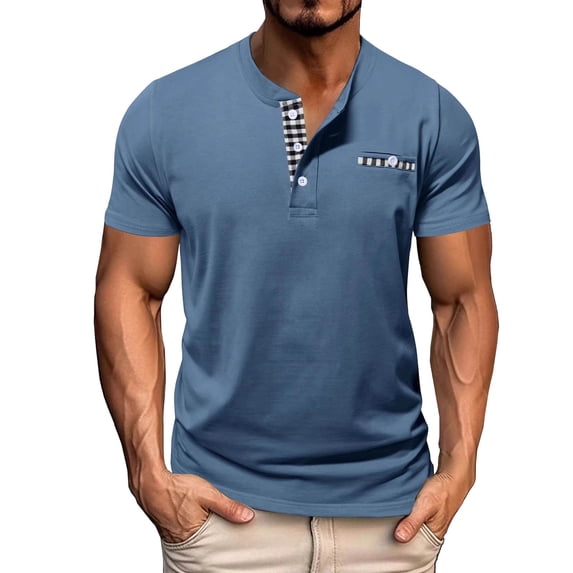 LPZOOGU Mens Henley Shirts Short Sleeve Button T-Shirts Summer Athletic Lightweight Tee Shirts with Pocket