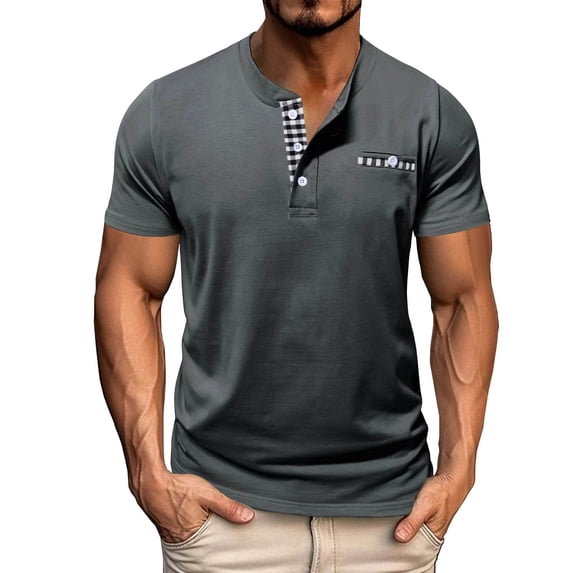 LPZOOGU Mens Henley Shirts Short Sleeve Button T-Shirts Summer Athletic Lightweight Tee Shirts with Pocket