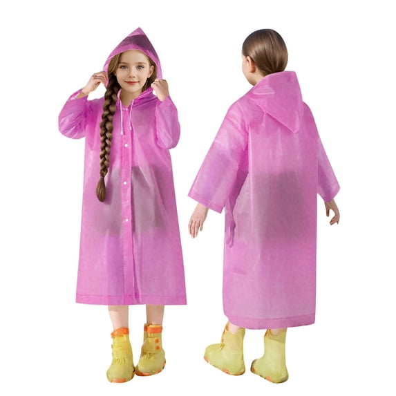 LPZOOGU Rain Ponchos Raincoats for Kids, Boys Girls Rain Jackets Emergency with Hood for Family Travel Outdoor (Ages 3-14)
