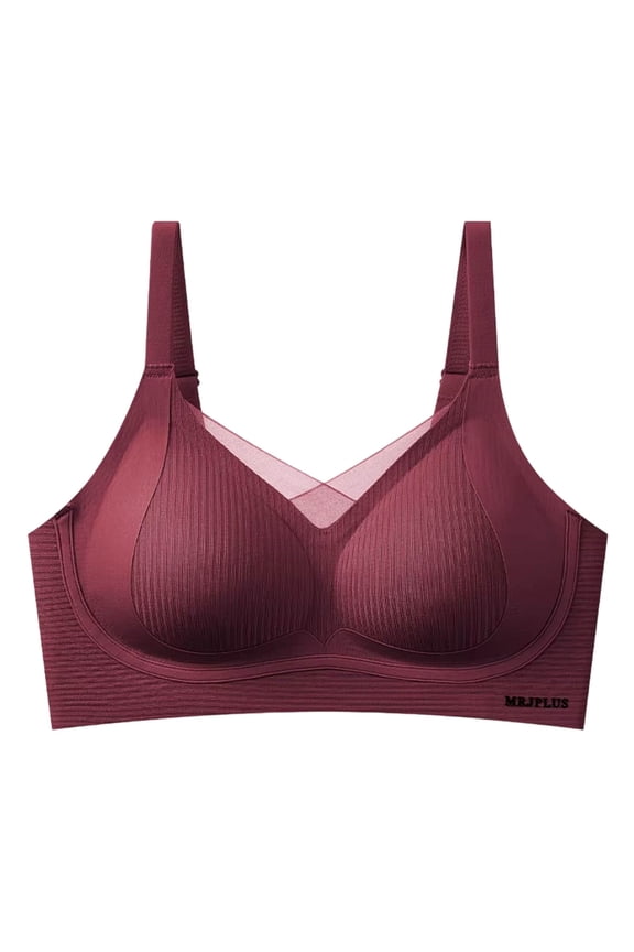 Women's Fashion Solid Color Thin Wireless Push Up Bra Mesh Sheer Ribbed No Underwire Breathable Daily Bra