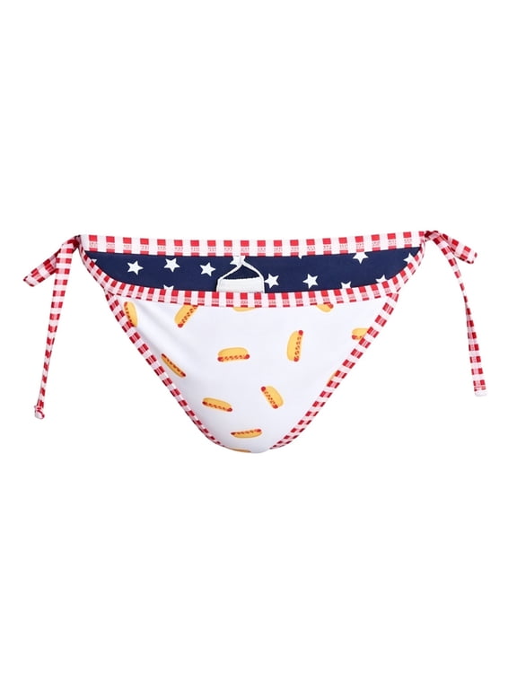 Women's Sexy Bikini Bottom Low-Rise Hot Dog Print Triangle Swim Bottom Cheeky Bathing Suit Swimwear