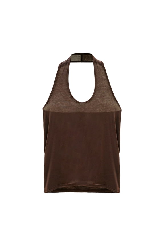 Women's Solid Color Halter Neck Sleeveless Tank Top Modal Fabric Casual Loungewear Top Breathable Soft Base Layer Shirt