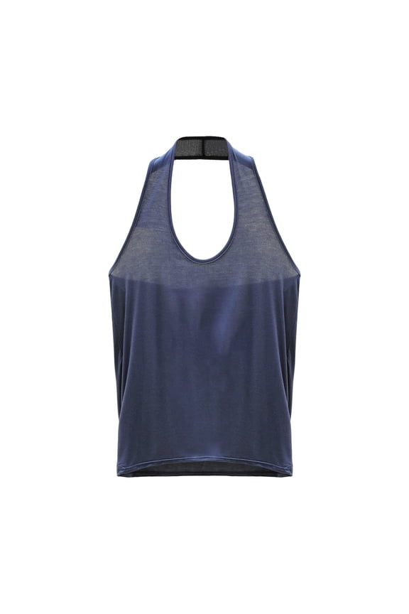 Women's Solid Color Halter Neck Sleeveless Tank Top Modal Fabric Casual Loungewear Top Breathable Soft Base Layer Shirt
