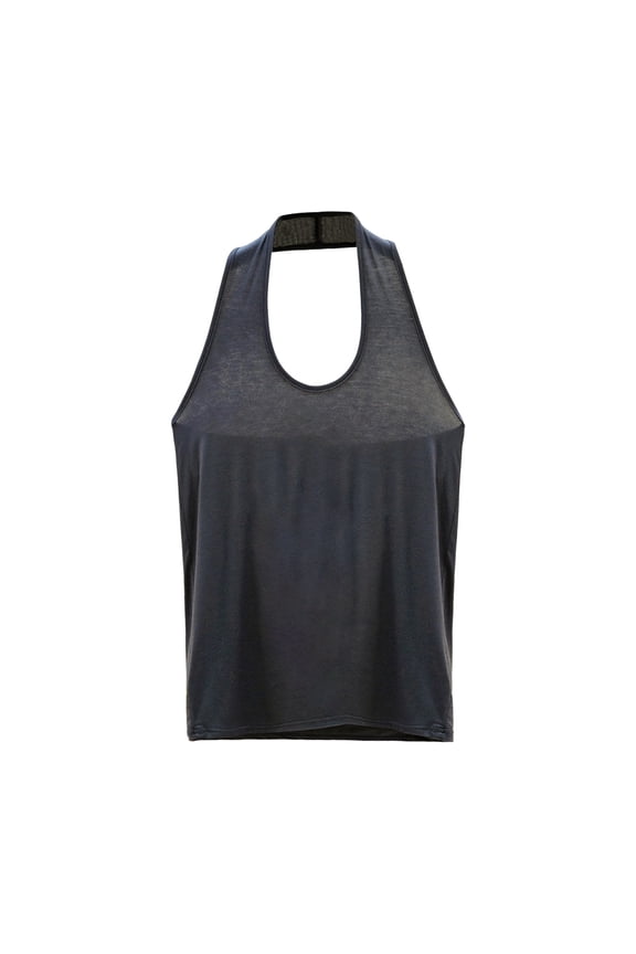 Women's Solid Color Halter Neck Sleeveless Tank Top Modal Fabric Casual Loungewear Top Breathable Soft Base Layer Shirt