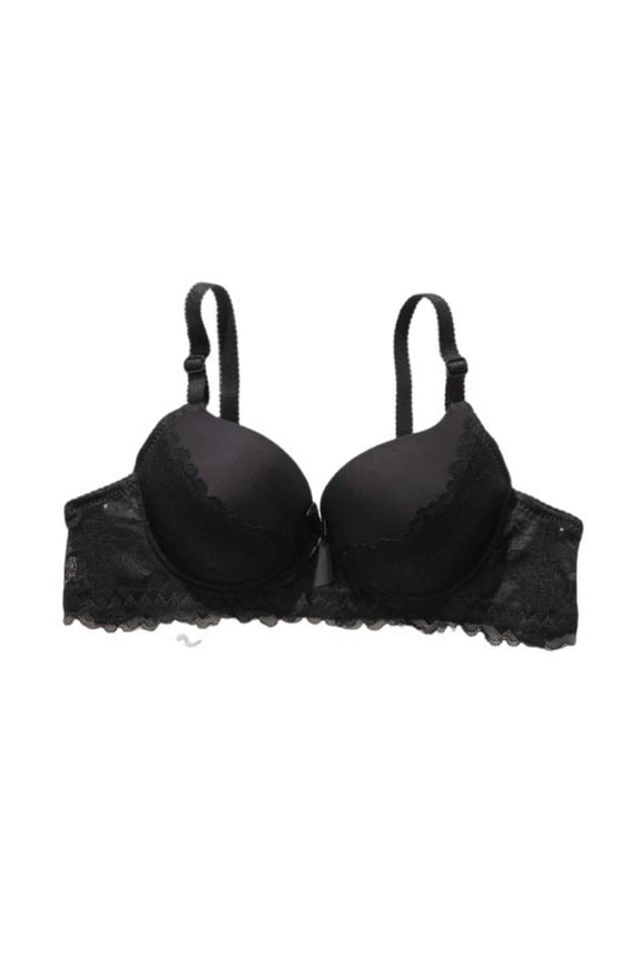 Women's Solid Color Underwire Push Up Bra Lace Splice Scalloped Edge Thin Padded Bra Breathable Comfort Sexy Daily Bras