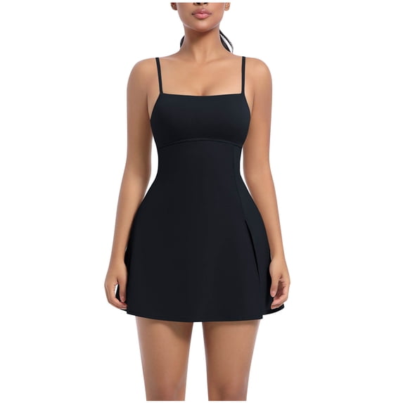 LPZOOGU Women's Square Neck Athletic Dress 2026 Summer with Built-in Bra and Shorts for Tennis Golf Yoga Fashion Outfits