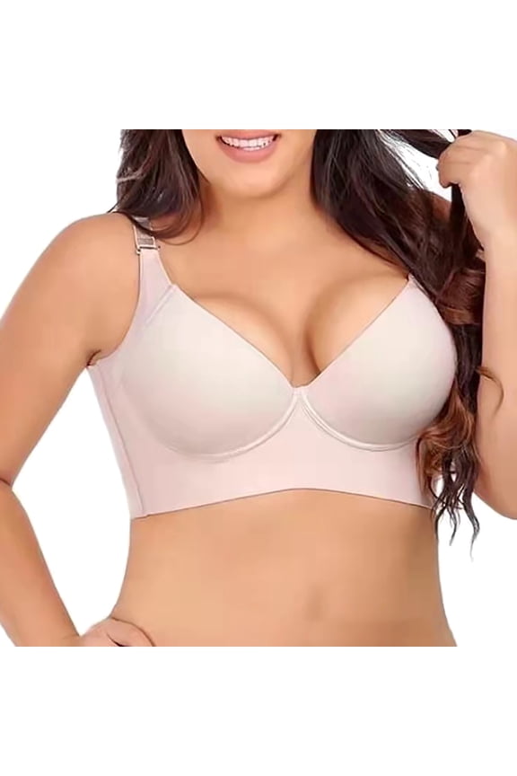 Back Smoothing Bras for Women Smooth Traceless Underwear Memory Underwire Small Chest Gathering Gather Pair Breast Anti Sagging Sports Beautiful Back Bra Wireless Bra (C,A)