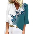 thumbnail image 1 of LQCMBYF Blouses & Button-Down Shirts Women'S Floral Print V Neck Pullover T Shirt Casual Three Quarter Sleeve Top Spring Tops For Women 2024 Trendy Long Sleeve Blouses For Women(Sky Blue,S), 1 of 3