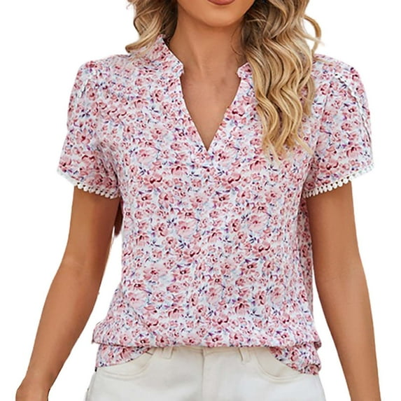 LQCMBYF Boho Tops for Women Button Up Short Sleeve Digital Print Party Summer Rayon Shirt Long Sleeve Tops for Woman Dress Tops for Women Tunic Tops for Women Loose Fit Dressy(Red,XL)